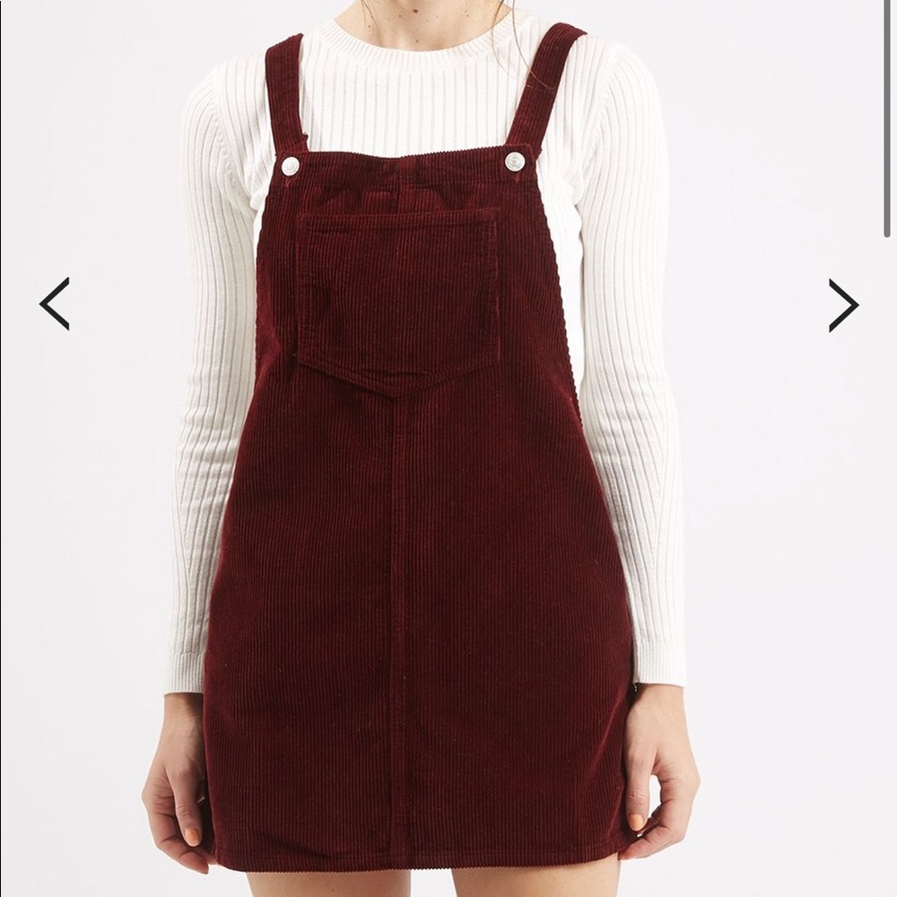 HOSTPICK Burgundy Corduroy Overall Dress - Picture 3 of 8